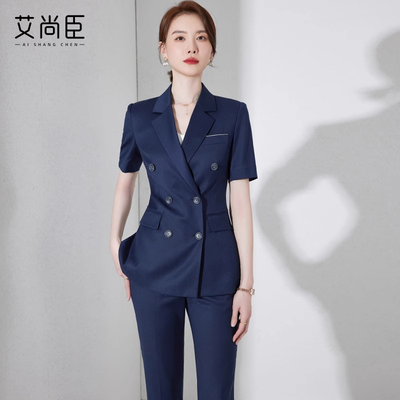 艾尚臣短袖西装套装女夏季工作服