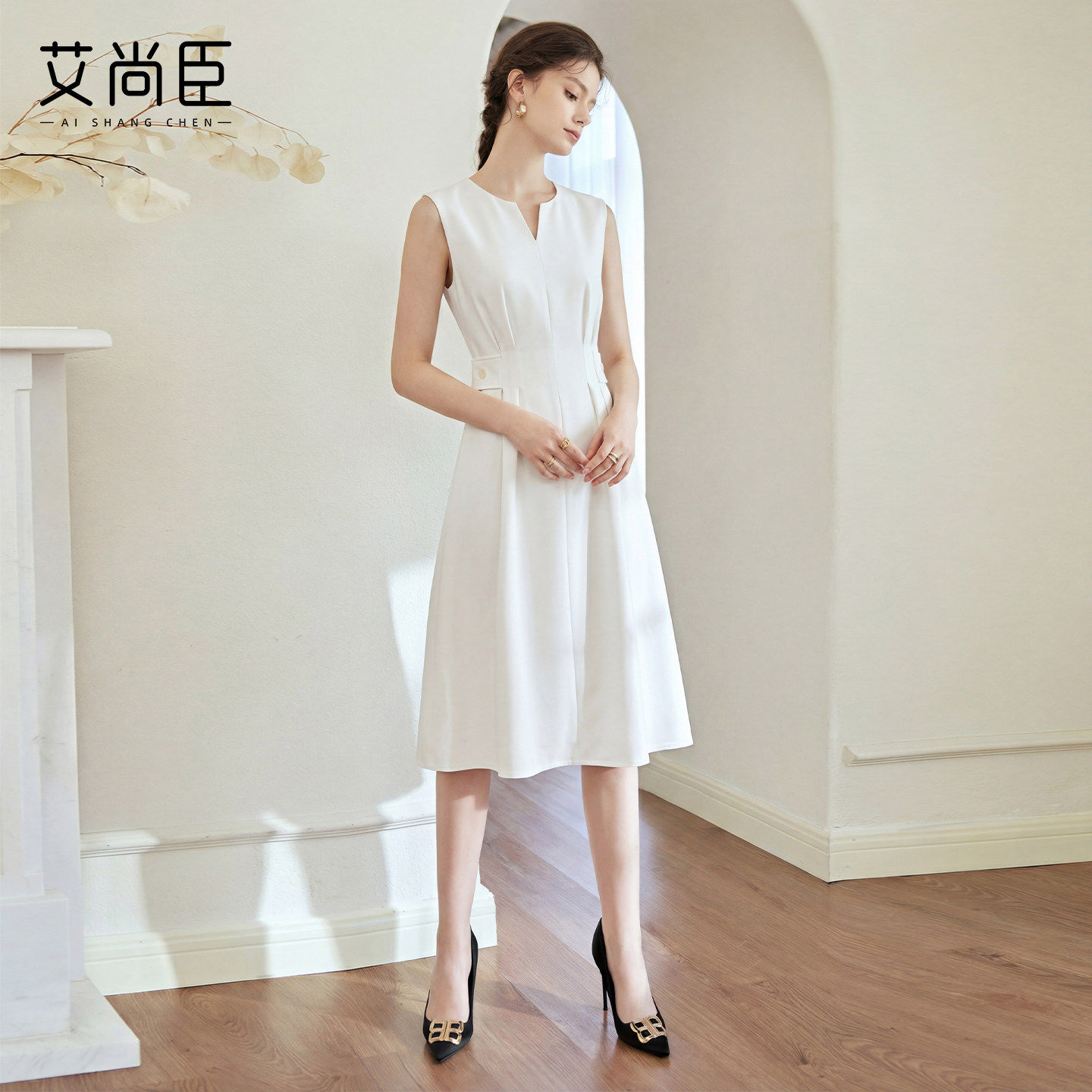 艾尚臣无袖职业装连衣裙女工作服