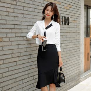 上班族服装气质职业套装女夏艾尚臣美容院爱尚臣衬衫套裙面试正装