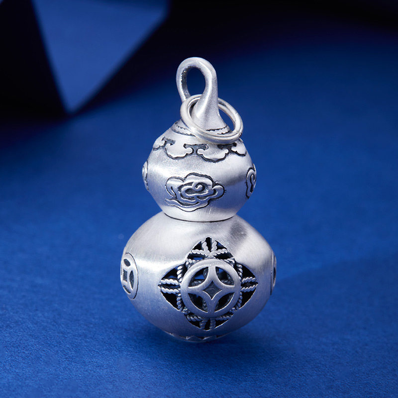 复古福禄古法素款民族风葫芦吊坠990纯银挂件挂坠项链