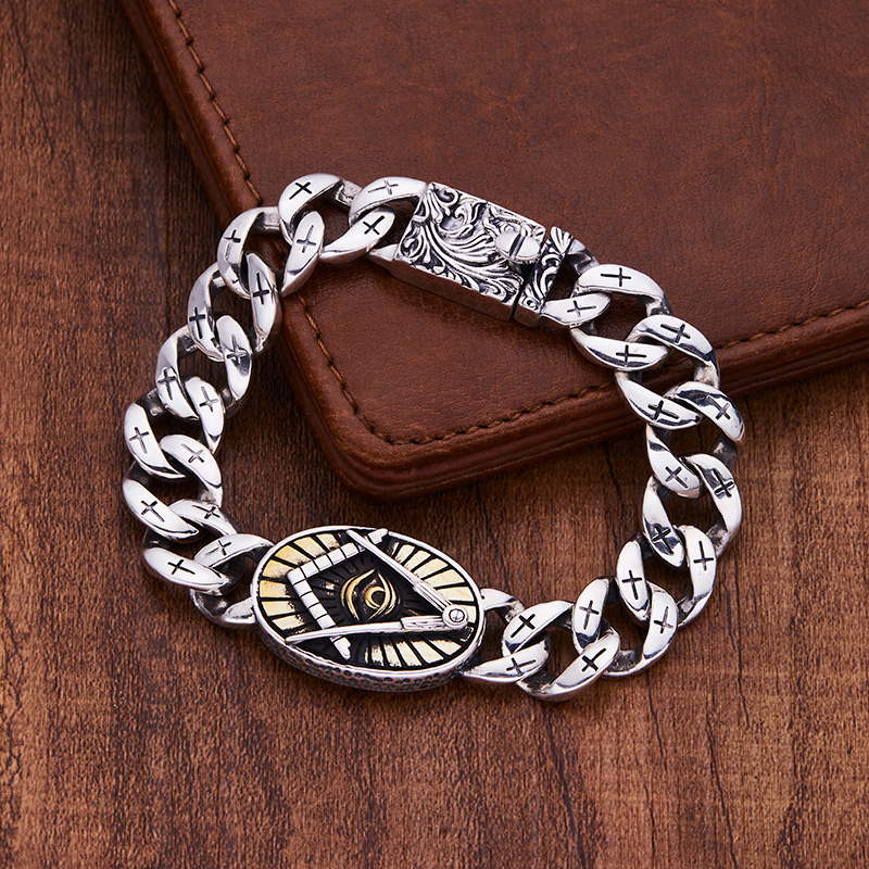 纯银荷鲁斯之眼手链复古欧美