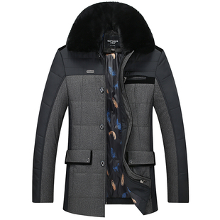 特价清仓棉服男士棉衣中老年冬装毛领外套加厚中长款爷爷装