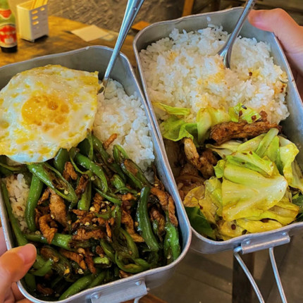 铝饭盒老式复古薄款复古铝制饭盒火锅蛋炒饭露营实验盖把手实验盒