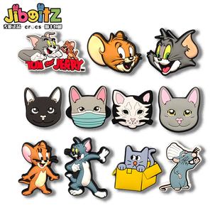 洞洞鞋配饰适配crocs配饰鞋花装饰扣猫和老鼠DIY卡通鞋扣饰品鞋花