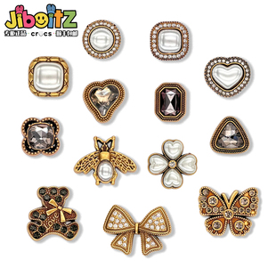 洞洞鞋配饰适配crocs配饰鞋花装饰扣金属复古珍珠DIY鞋扣饰品鞋花