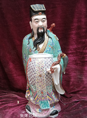 手工吕祖神像吕洞宾纯阳祖师瓷像