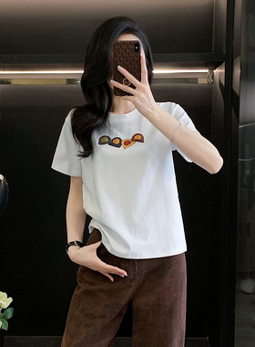 白色圆领短袖T恤女夏季新款设计感休闲宽松显瘦百搭半袖衫上衣潮