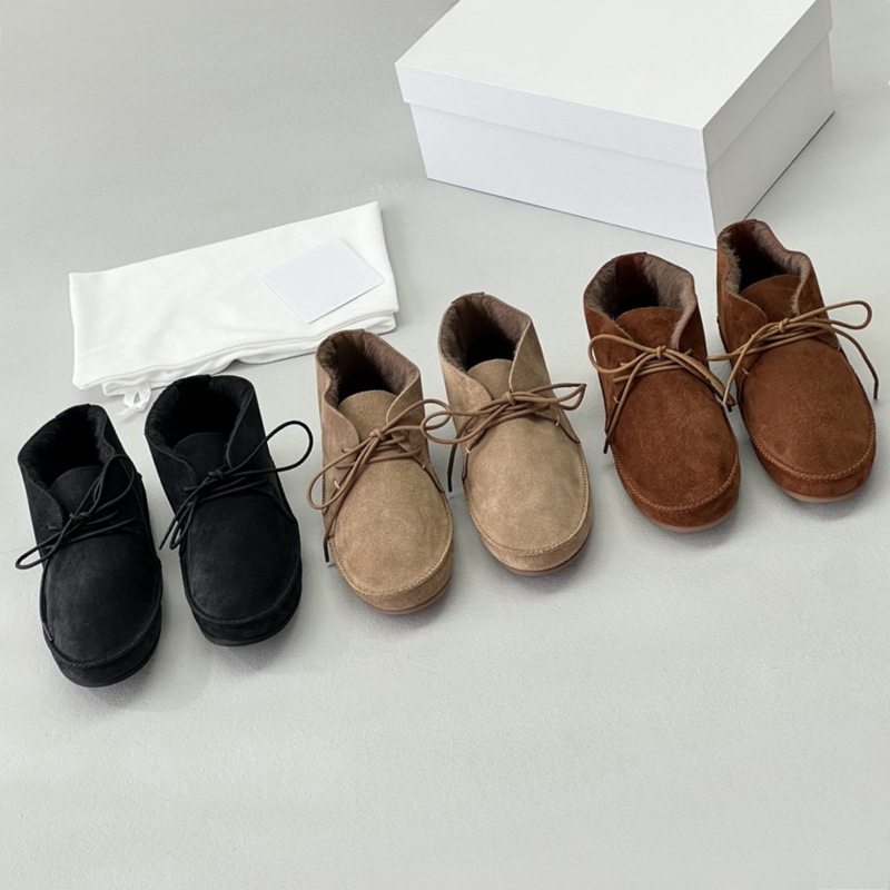 ROW欧美小众极简羊毛靴子中高帮绑带软糯保暖平底雪地靴居家棉鞋,女鞋,时尚雪地靴,淘宝优惠券,粉丝福利购,淘宝优惠卷