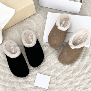 原单The*Row老钱风勃肯羊皮毛一体包头拖鞋保暖百搭懒人穆勒拖 女