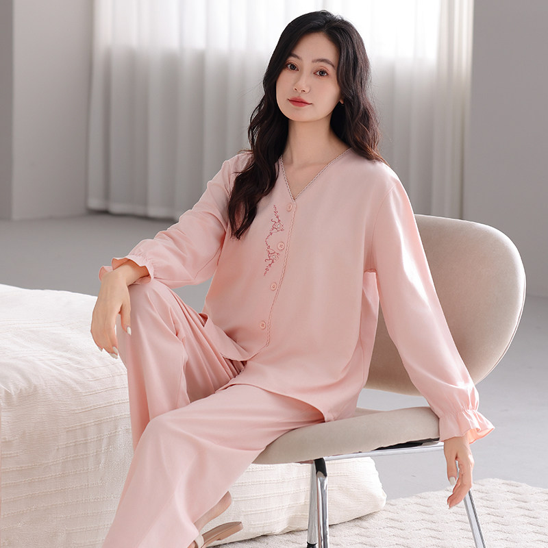 金黛儿睡衣女春秋长袖可外穿纯棉