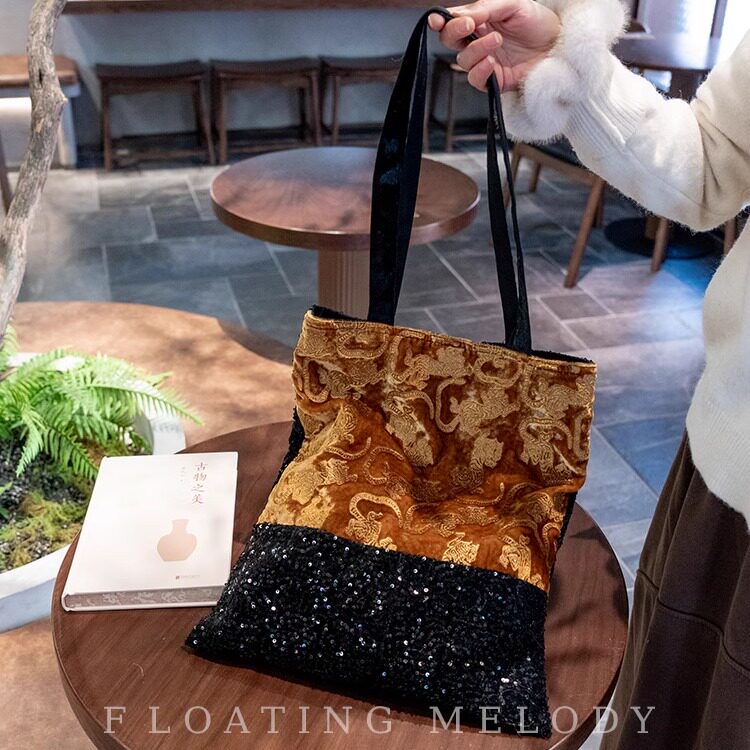 浮月笙原创·小众时髦【豹富老虎】丝绒烫金单肩包高级感国风中式,箱包皮具/热销女包/男包,单肩包,淘宝优惠券,粉丝福利购,淘宝优惠卷