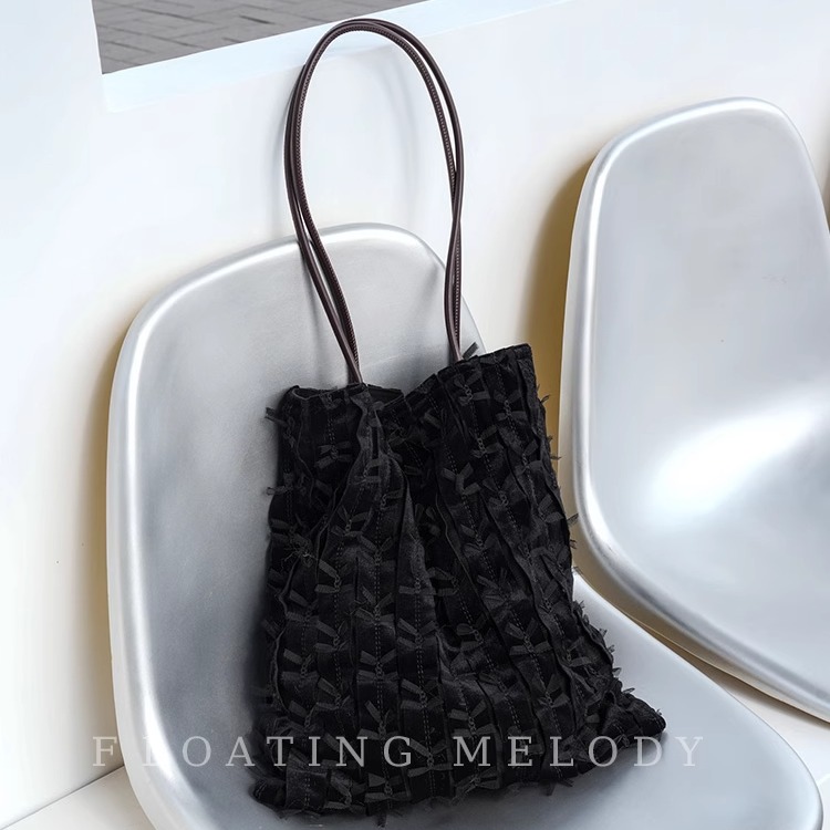 日韩系甜酷风立体蝴蝶结网纱单肩手提包FloatingMelody浮月笙原创
