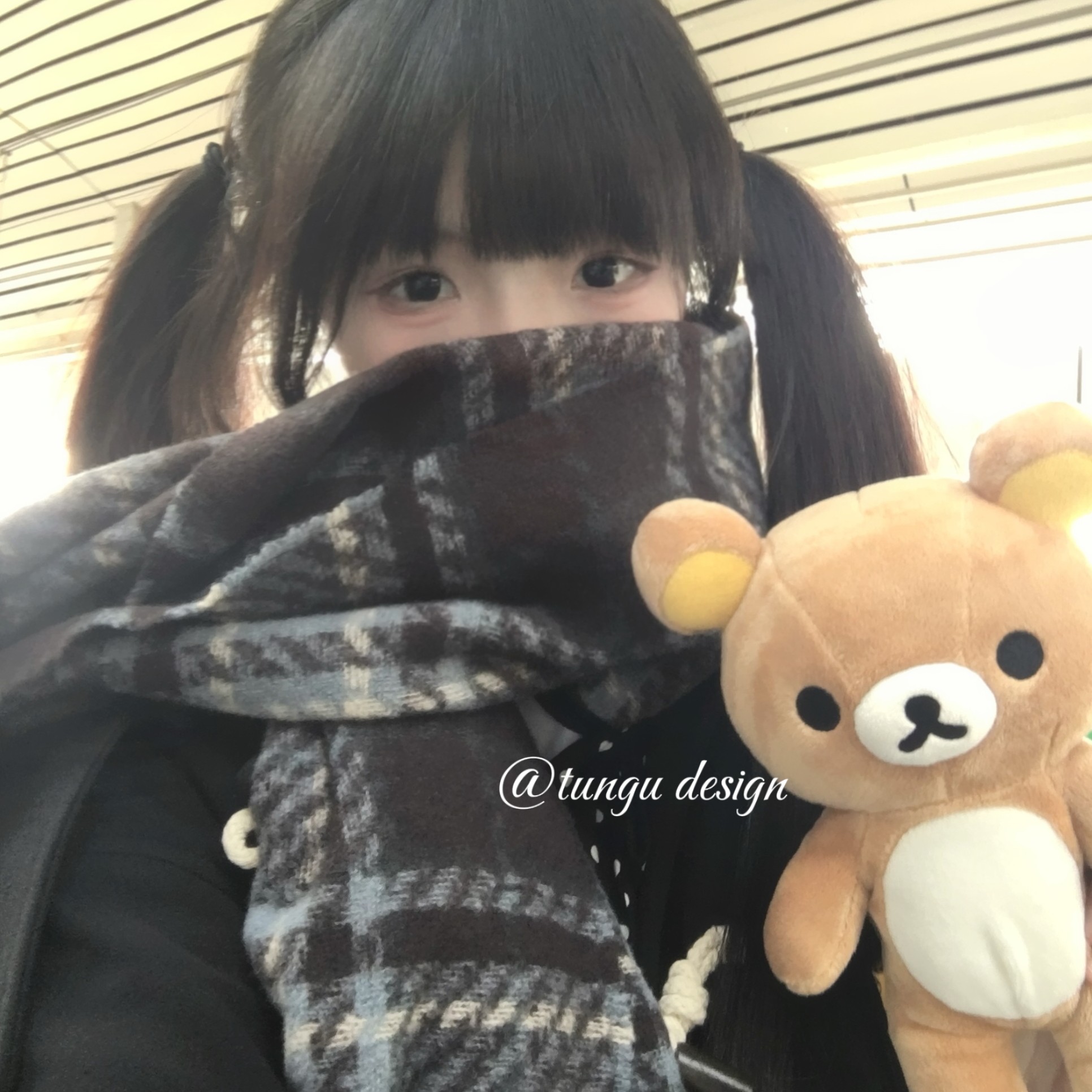 星月豚骨“藤野川 ”自制绀色格子jk围巾校供藏青保暖加厚仿羊绒