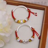 足银999生肖蛇龙马纯银手镯满月礼婴幼儿童宝宝百天周岁平安手链