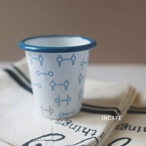 小众搪瓷咖啡杯 三角梯形搪瓷马克杯 出口尾单 INCAFE的杯子 ins