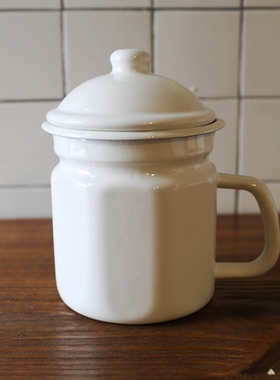 INCAFE  杂音的慢旋律白色搪瓷油缸 搪瓷油壶 八角搪瓷缸日单杂货