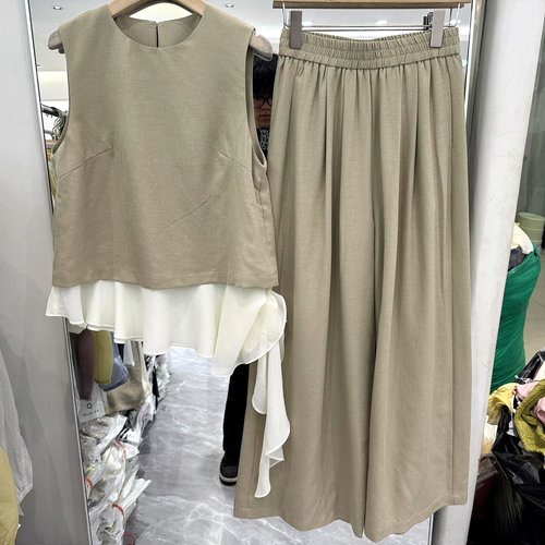 26105舒适亚麻两件套套装