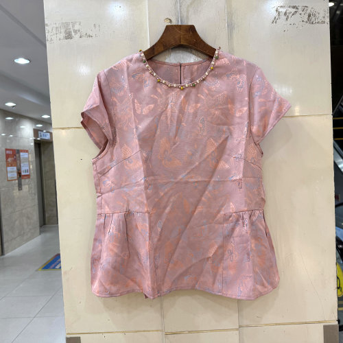 37469蝴蝶提花人丝衬衫
