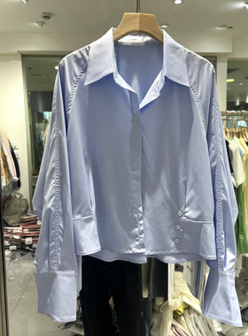 乔卡曼86A17 欧货春装2026新款设计感三粒扣落肩袖翻领短装衬衫女