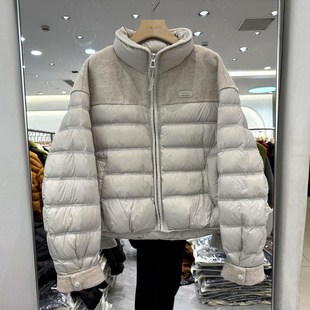 轩轩魅丽依族D7112 双面羊毛呢拼接拉链立领休闲短装羽绒服外套冬