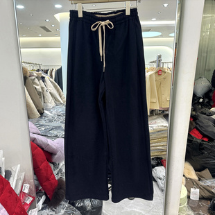 大超小越58118 时尚抽绳松紧腰加绒加厚休闲直筒裤女裤欧货冬装