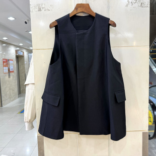 单排扣圆领休闲A字遮屁中长马甲外套正品 2026新款 欧货春装 26603