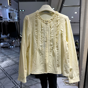 衬衫 诗苒8809 门禁木耳花边圆领减龄长袖 2026新款 上衣女 欧货春装