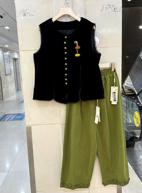 QDMEIWEN25B-1006马甲两件套裤
