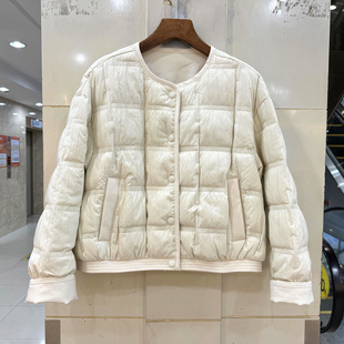 圆领单排扣压褶提花轻薄短装 2025新款 羽绒服外套 欧货冬装 DZ37716