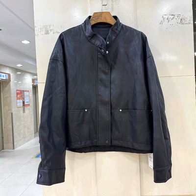 33-W7507拉链立领休闲短皮衣