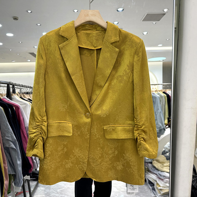 可可锐丽8852亚麻缎面外套