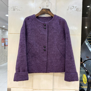 圆领四粒扣休闲短装 欧洲站秋冬2025时尚 双面羊毛呢大衣女 602