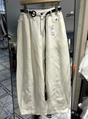大超小越58152 流苏腰带后三角标舒适休闲天丝亚麻弯刀裤女裤夏装