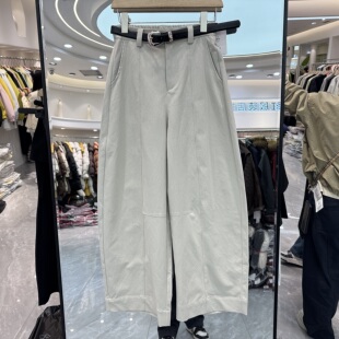 丽妮米雪8613 时尚腰带松紧高腰休闲减龄弯刀裤气球裤女裤欧货春