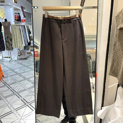 宝蓝坞87899羊毛直筒裤女裤