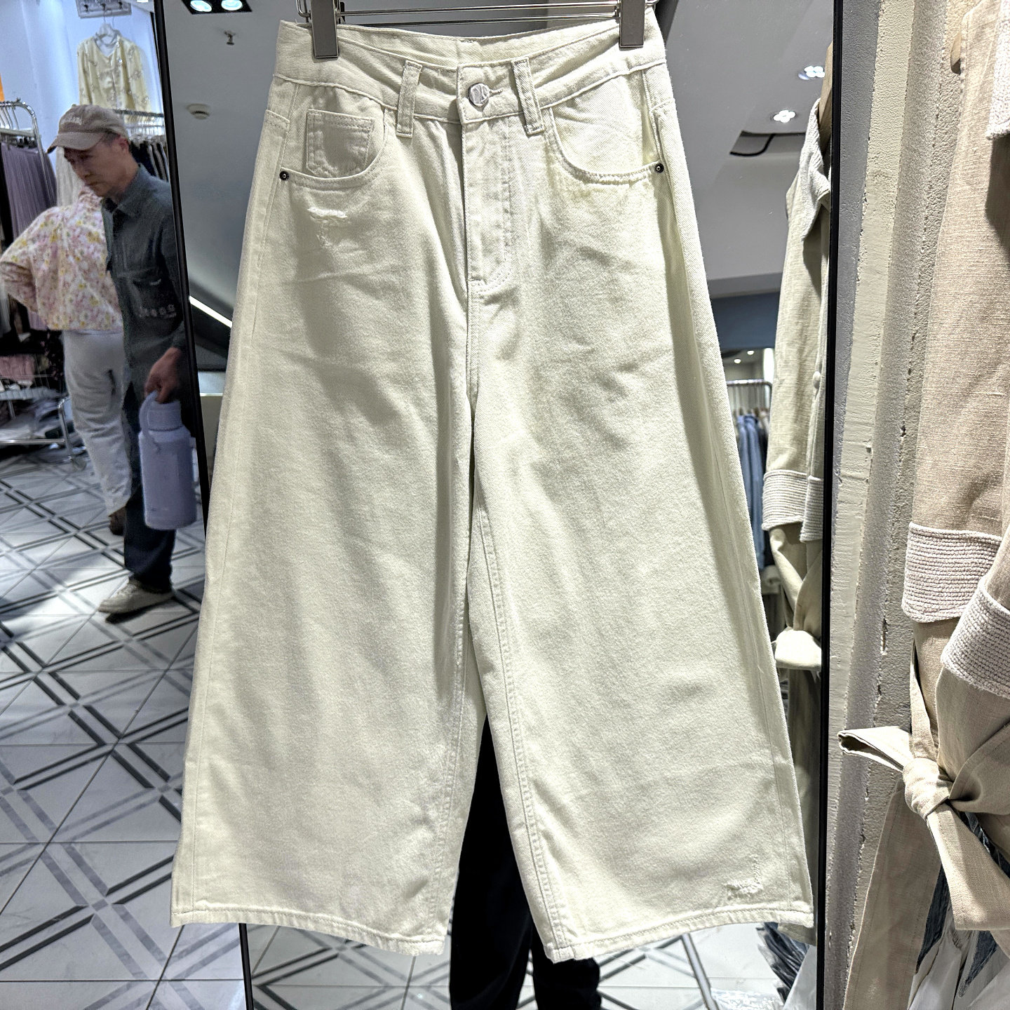 DJ26146-2 欧洲站春季新款2026时尚一粒扣舒适大版宽松阔腿牛仔裤