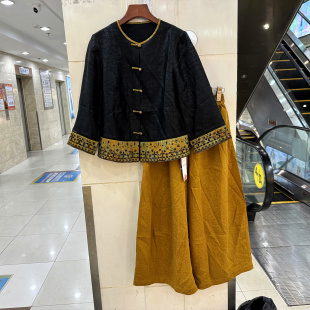 盘扣拼色桑蚕丝香云纱衬衣阔腿八分裤 轻奢两件套 ZS26221 ZS26003