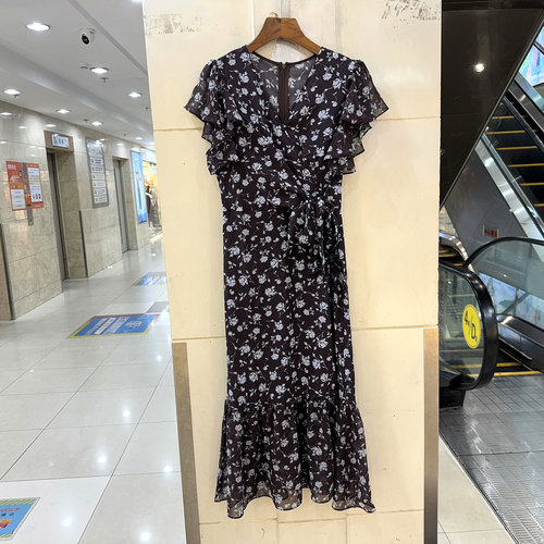 6901-DFQ26小碎花鱼尾连衣裙