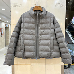 2N8518-1 门禁拼针织双拉链立领休闲简约百搭排骨条短装羽绒服冬