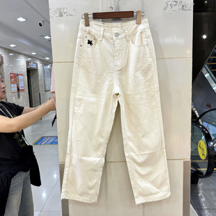 牛仔裤 高级感飞马刺绣高腰四面弹力修身 39163 女裤 春装 小脚裤 329