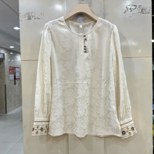 春装 艾尔菲洋26A 口复古提花圆领国风衬衣小衫 刺绣花袖 2026 A8008