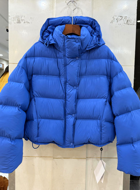 08192B 时尚可拆卸连帽泡芙舒适阔版加厚短装羽绒服面包服欧货冬