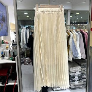 松紧高腰压褶中长半身裙百褶仙女裙 2026新款 26C9256 欧洲站春装