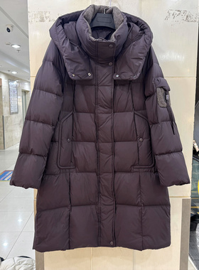 YRF-85201 亮片针织立领连帽休闲加厚高端中长A字羽绒服欧货冬装