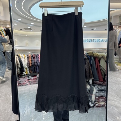 靓依秀色26611钉珠蕾丝半身裙