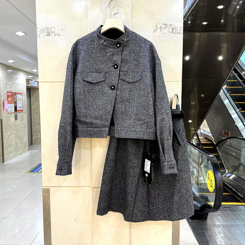非凡服饰6051羊毛粗纺两件套裙