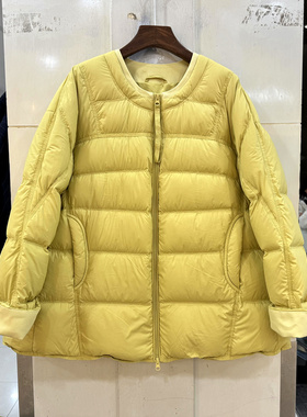 2N8551 欧洲站冬2025牛仔拼泡芙舒适圆领双拉链A字斗篷小个羽绒服