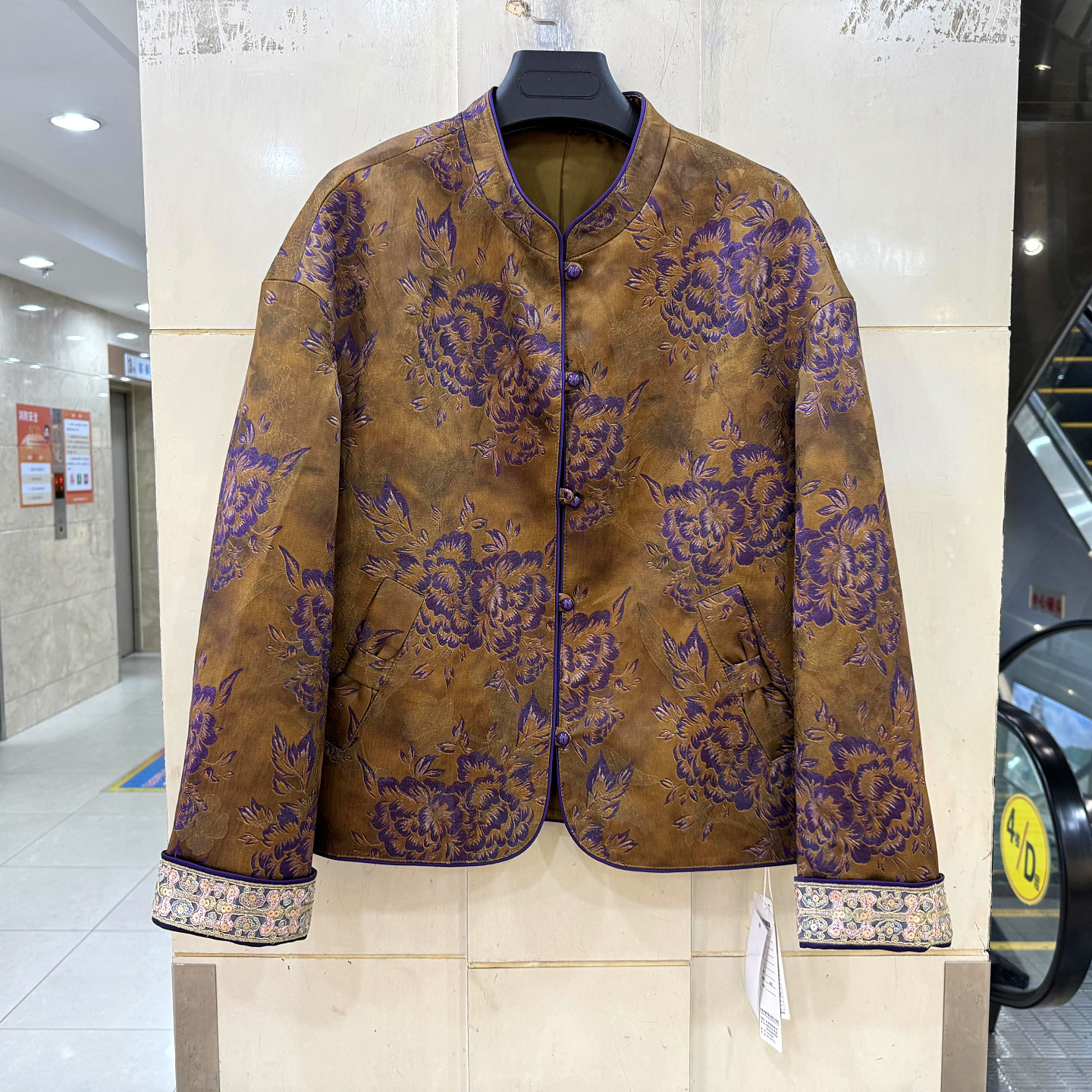 JY26AW009 钉珠刺绣花袖口蝴蝶结口袋复古提花立领国风短外套春装,女装/女士精品,短外套,淘宝优惠券,粉丝福利购,淘宝优惠卷