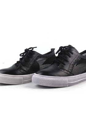 KUUKI高琪包邮女鞋圆头真皮牛皮面配网面内增跟深口休闲鞋87993