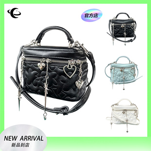 甜酷风斜跨小方包 多链条绣花化妆包 chaos monster小众原创包包